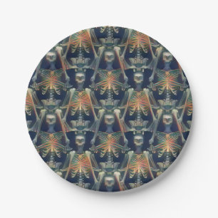 Assiettes En Carton Skeletons Motif Cool Éffrayant Halloween Party