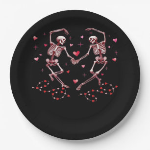 Assiettes En Carton Skeletons tenant les mains Coeur Valentines concep