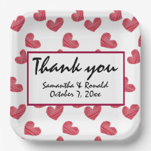 Assiettes En Carton Sketchy Red Heart Mariage