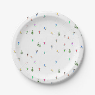 Assiettes En Carton Ski alpin d'hiver Ski Ski Ski Motif