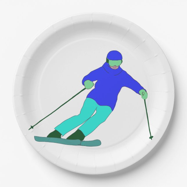 Assiettes En Carton Ski de neige (Devant)