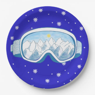 Assiettes En Carton Ski Goggers Snowflake Dance