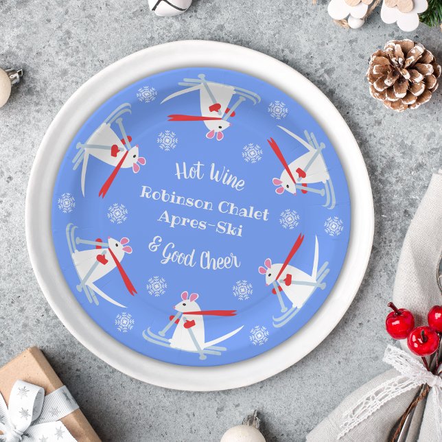 Assiettes En Carton Ski Party Apres Ski Christmas Mice on Ski (Créateur téléchargé)