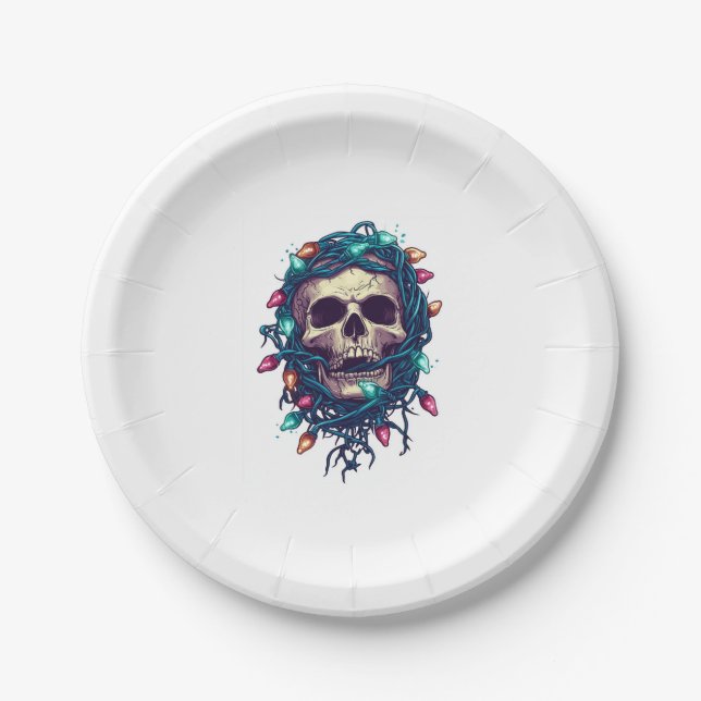 Assiettes En Carton Skullmas � drôles Xmas Squelette (Devant)