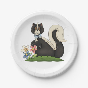 Assiettes En Carton Skunk Avec Fleurs