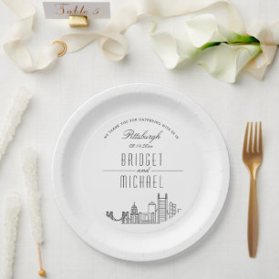 Assiettes En Carton Skyline Pittsburgh Deco Événement Mariage