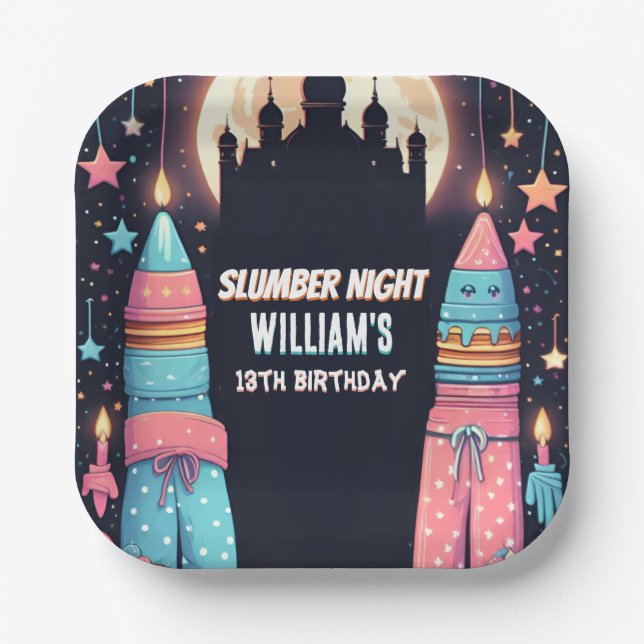 Assiettes En Carton Sleep stars Sleepover Stwood Party 13e anniversair (Recto)