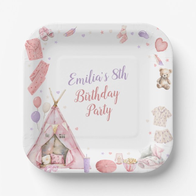 Assiettes En Carton Sleepover Pajama Birthday Party (Recto)