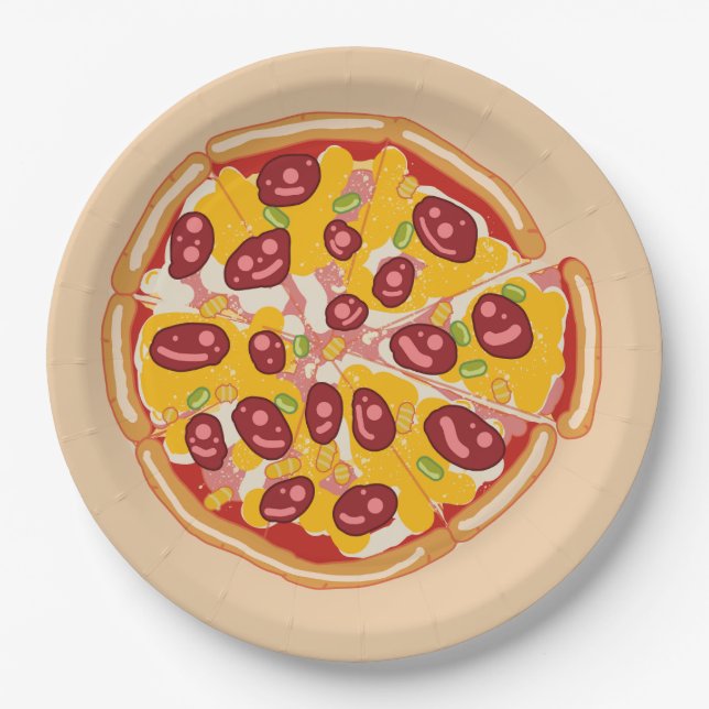 Assiettes En Carton "Slice of Fun : Un jeu inspiré de la pizza (Devant)
