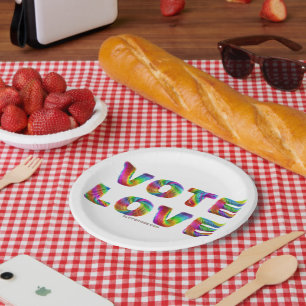 Assiettes En Carton SlipperyJoe vote amour égalité fourrure arc-en-cie