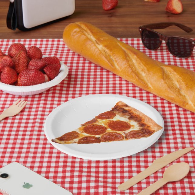 Assiettes En Carton SlipperyJoe's classique pepperoni pizza tranche fo (Pique-nique)