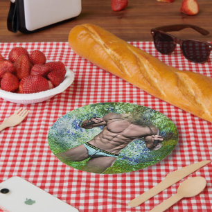 Assiettes En Carton SlipperyJoe's homme adulte très musclé torse nu