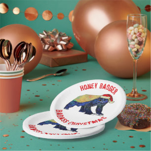 Assiettes En Carton Slogan de Noël badass de blaireau miel