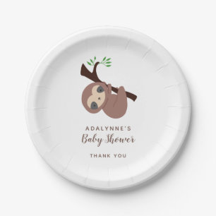 Assiettes En Carton Sloth Baby shower Sexe Neutre Script mignon