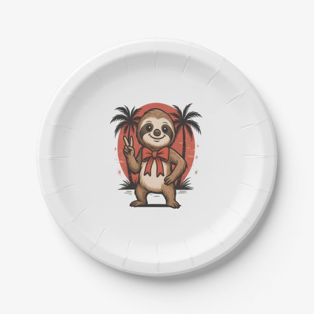 Assiettes En Carton Sloth Summer Beach Rocking (Devant)