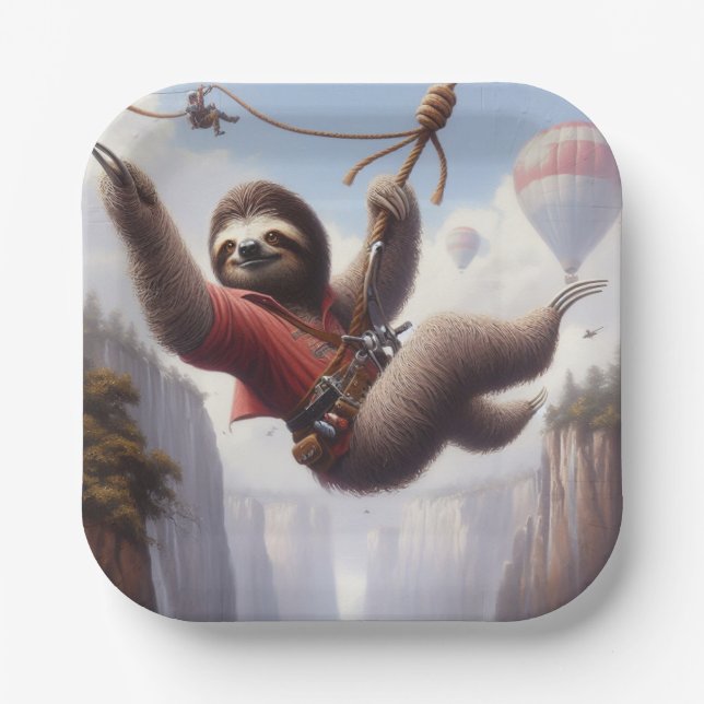 Assiettes En Carton Sloth Ziplining (Recto)