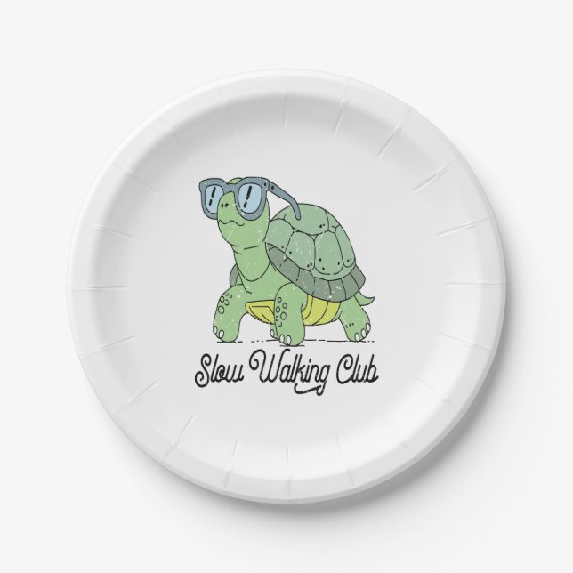 Assiettes En Carton Slow Walking Club Cute Funny Turtle (Devant)