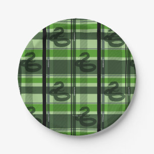 Assiettes En Carton SLYTHERIN™ Tartan Plaid Motif