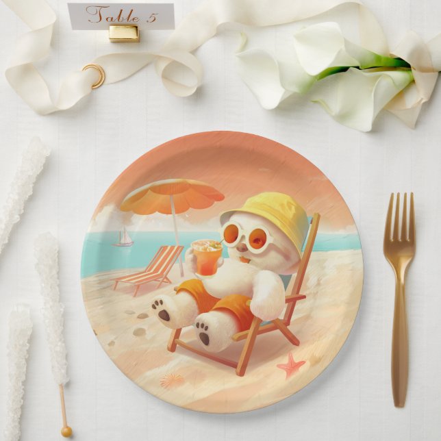 Assiettes En Carton Smile Dog - Mode Plage Activé (Mariage)