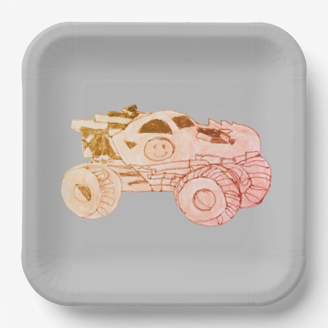Assiettes En Carton Smile Monster Truck Rally Anniversaire (Recto)