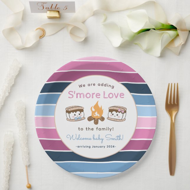 Assiettes En Carton S'more Love Genre révèle (Mariage)