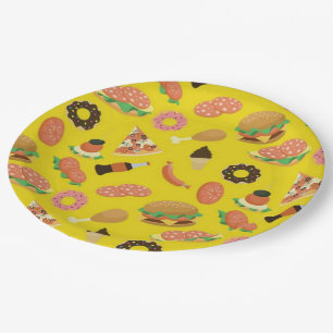 Assiettes En Carton Snack Time Plaques de papier pique-nique jaune