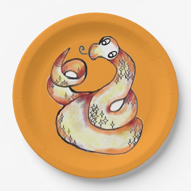 Assiettes En Carton snake on orange (Devant)