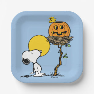Assiettes En Carton Snoopy & Bois Nid Avec Jack O'Lantern