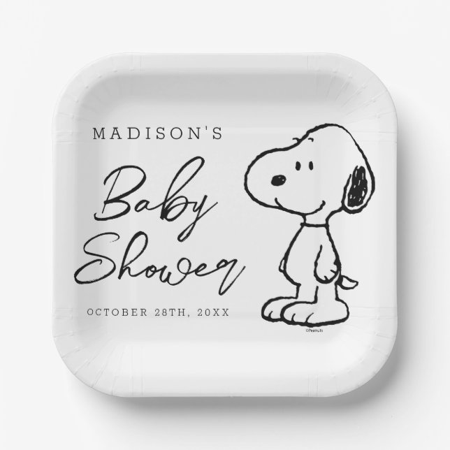 Assiettes En Carton Snoopy d'arachides | BABY SHOWER (Recto)