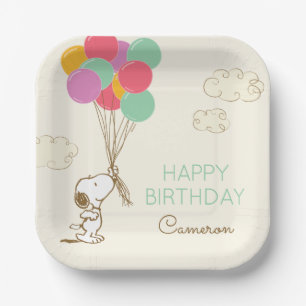 Assiettes En Carton Snoopy et Ballons Anniversaire