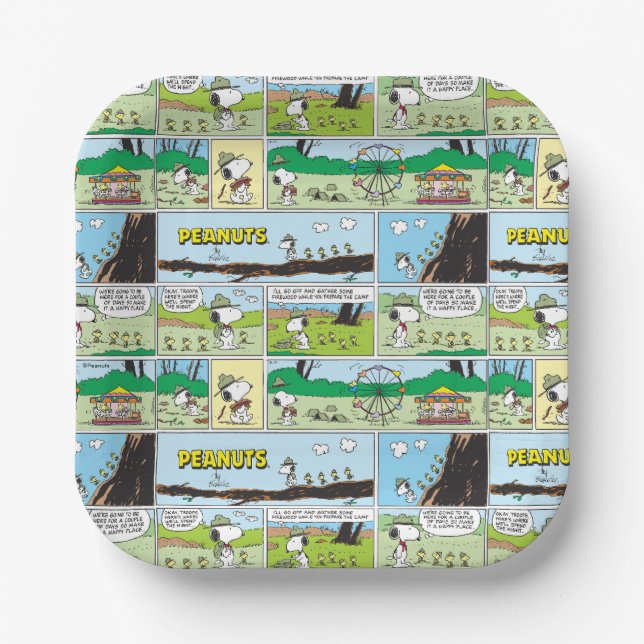 Assiettes En Carton Snoopy & Friends | Go Camping (Recto)