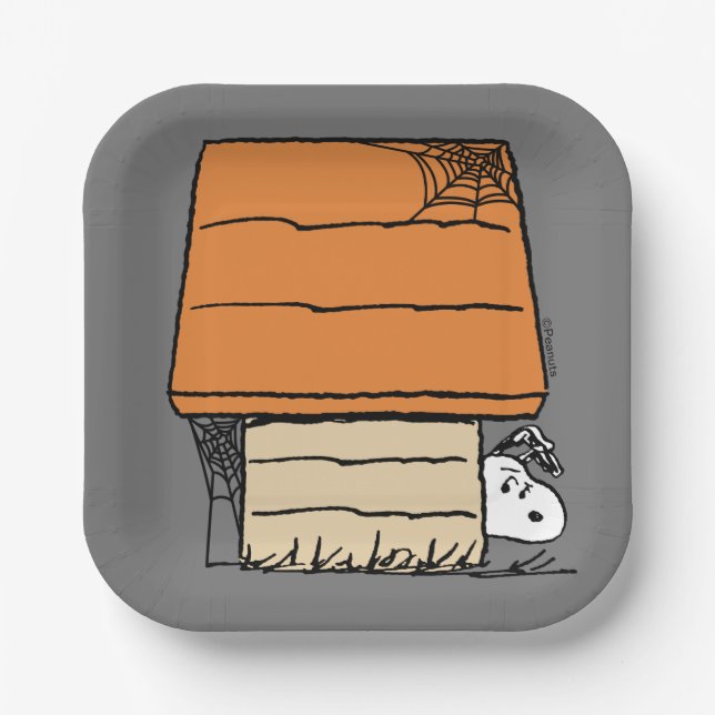 Assiettes En Carton Snoopy Halloween Spider Web Doghouse (Recto)