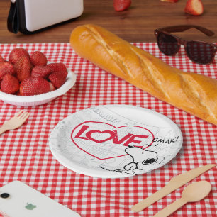 Assiettes En Carton Snoopy "Love" bande dessinée graphique
