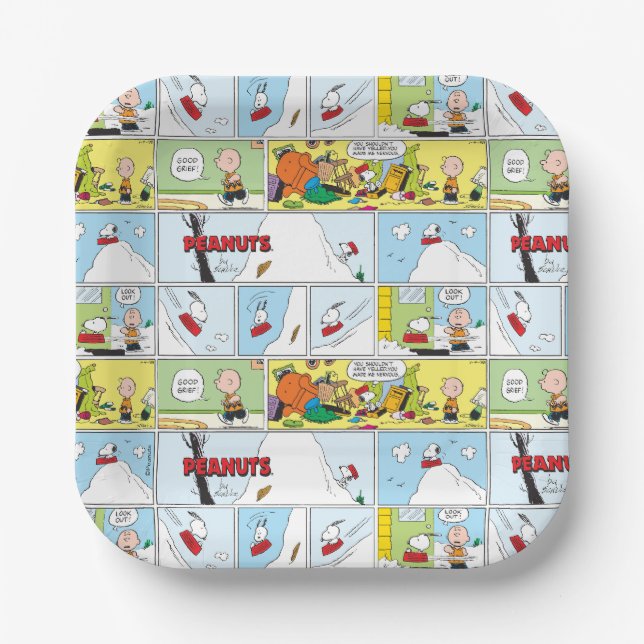Assiettes En Carton Snoopy Sled Riding Food Dish (Recto)
