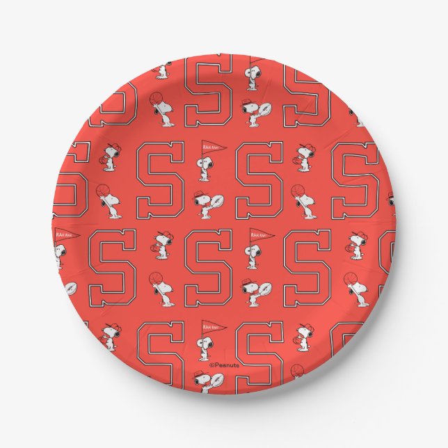Assiettes En Carton Snoopy Varsity Motif sportif (Devant)