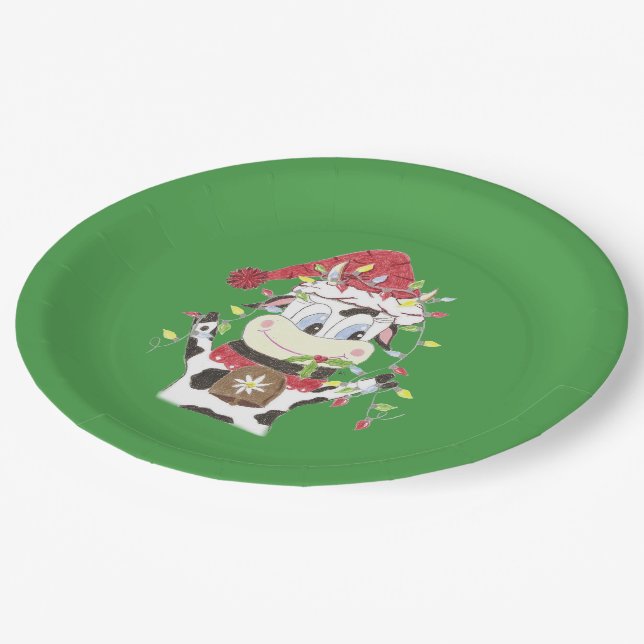 Assiettes En Carton Snowbell & les lumières de Noël plaques de papier  (Angle)