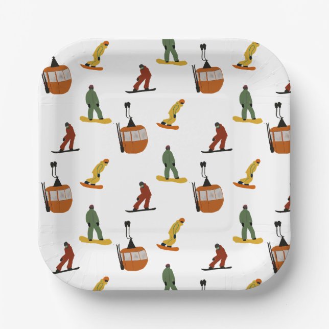 Assiettes En Carton Snowboard moderne (Recto)