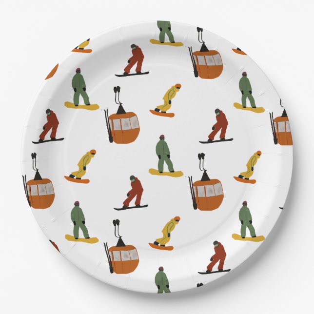 Assiettes En Carton Snowboard moderne (Devant)