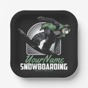 Assiettes En Carton Snowboard personnalisé Snow Boarder Shredding