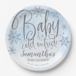 Assiettes En Carton Snowflakes Baby It's Cold Outside Boy Baby shower