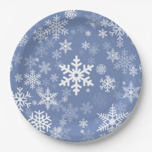 Assiettes En Carton Snowflakes Personnaliser graphique Arrière - plan 