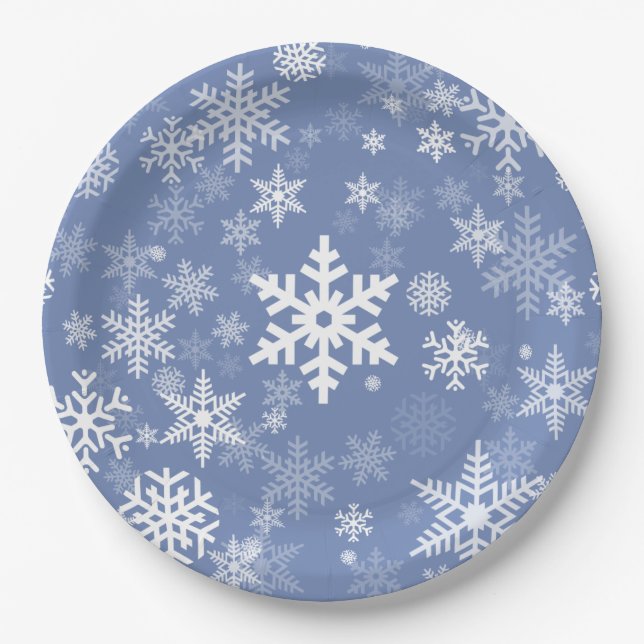 Assiettes En Carton Snowflakes Personnaliser graphique Arrière - plan  (Devant)