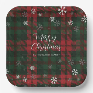 Assiettes En Carton Snowflakes Plaid Motif hiver personnalisé