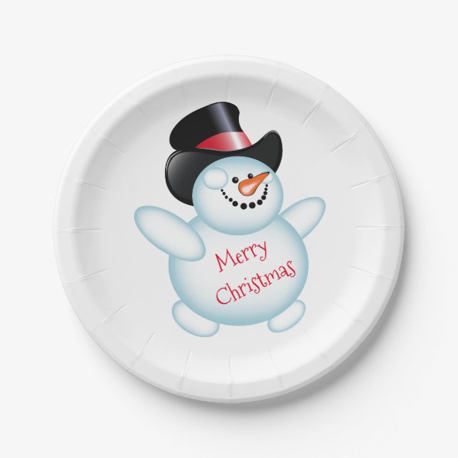 Assiettes En Carton Snowman (Devant)