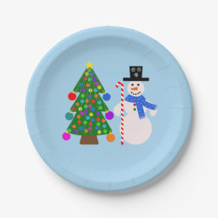 Assiettes En Carton Snowman & Arbre de Noël #4 Plaques en papier