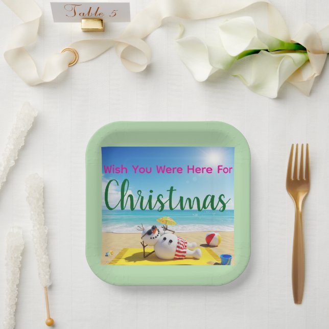 Assiettes En Carton Snowman bronzage (Mariage)