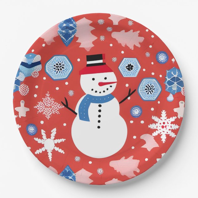 Assiettes En Carton Snowman Chillin (Devant)