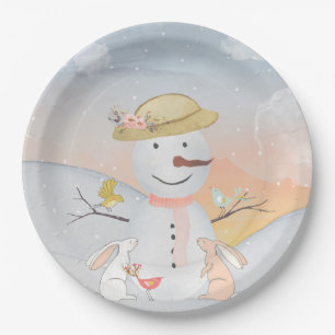 Assiettes En Carton Snowman et Winter Woodland Friends