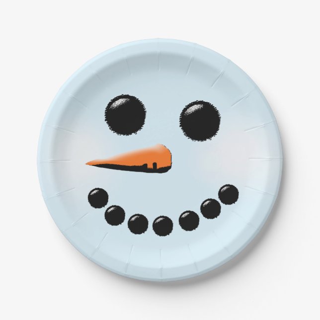 Assiettes En Carton Snowman Face Winter Holiday Snowmen Xmas (Devant)