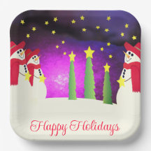 Snowman Mignonne Avec Rouge Et Violet